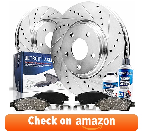 Detroit Axle - Front Drilled & Slotted Disc Rotors Brake Pads - 6pc Set review