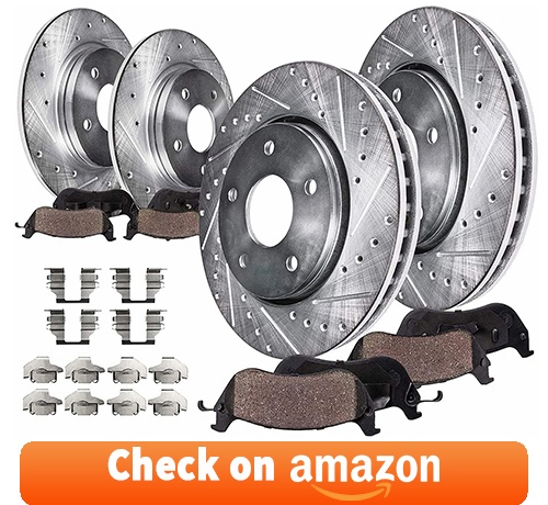 Detroit Axle - Front & Rear Drilled Slotted Rotors + Brake Pads - 8pc Set Brake Kit review